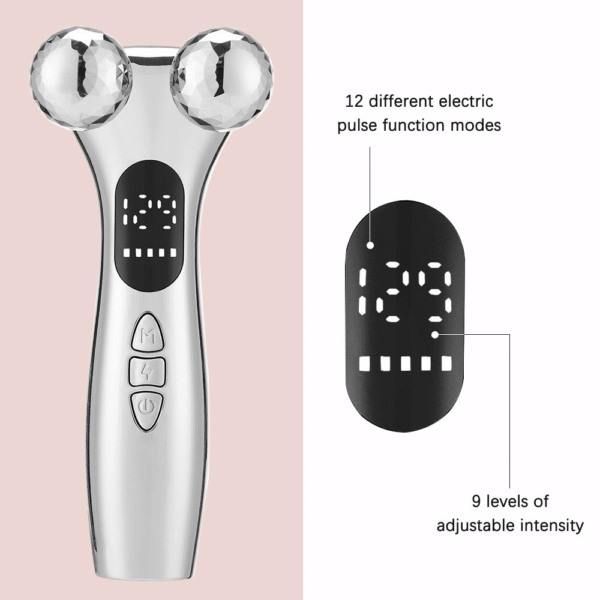 Portable Handheld 4D Microcurrent Roller Massager V Line Lifting Wrinkle Reduction Beauty Tool for Face Eyes and Body