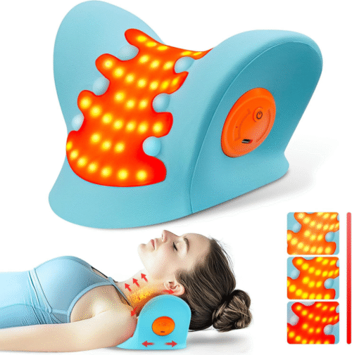 Wireless Heated Neck Shoulder Relaxer Red Light Cervical Traction Pain Relief