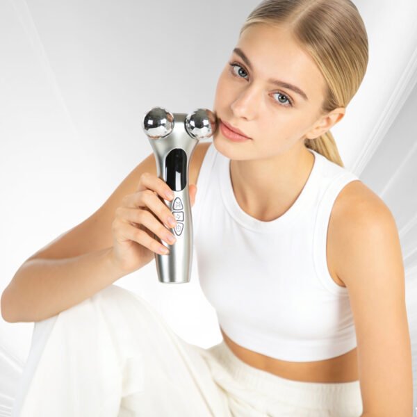 Portable Handheld 4D Microcurrent Roller Massager V Line Lifting Wrinkle Reduction Beauty Tool for Face Eyes and Body