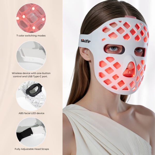 5 Breathable Hollow Out 7 Color LED Mask 5D Flexible Fit with Remote for Face All Skin Types