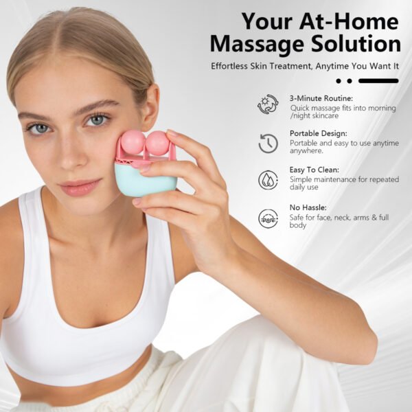2-in-1 Ice Cooling Face &amp Eye Roller | Facial Massager for Puffiness &amp Redness | At-Home Skin Care Tool
