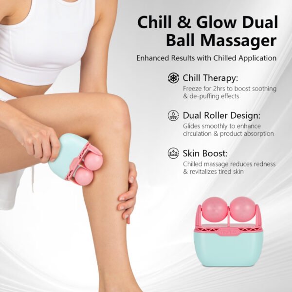 2-in-1 Ice Cooling Face &amp Eye Roller | Facial Massager for Puffiness &amp Redness | At-Home Skin Care Tool