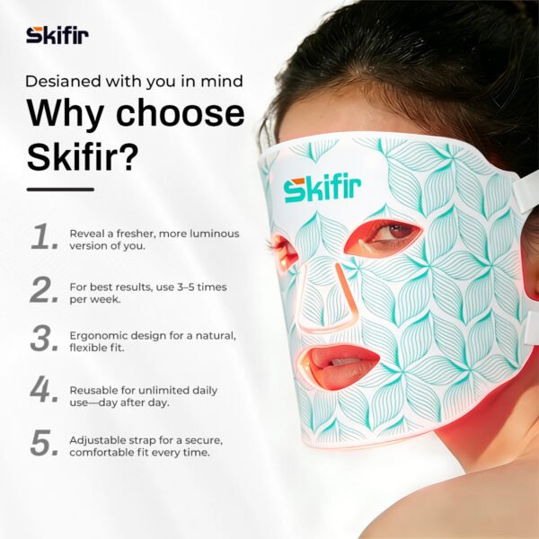 Rechargeable 630nm Red Light Therapy LED Facial Mask Soft Silicone Electric Face Mask Support OEM and ODM