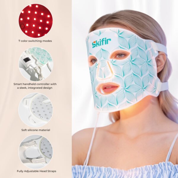 Rechargeable 630nm Red Light Therapy LED Facial Mask Soft Silicone Electric Face Mask Support OEM and ODM