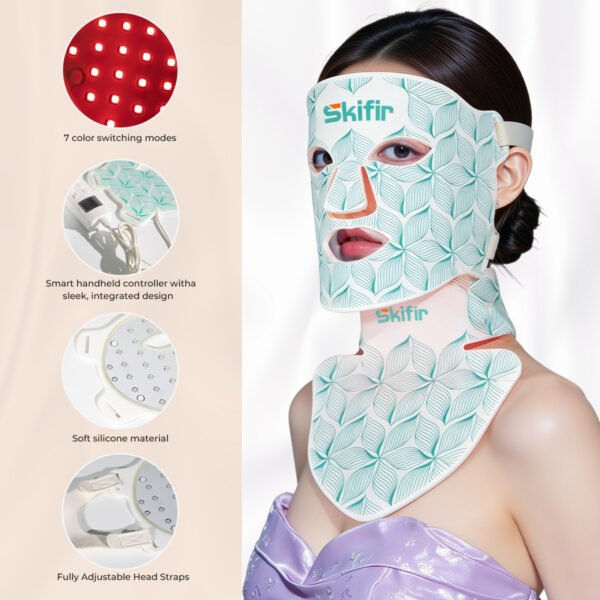 8 Color LED Face Neck Mask Red Near-Infrared Anti Aging Lifting