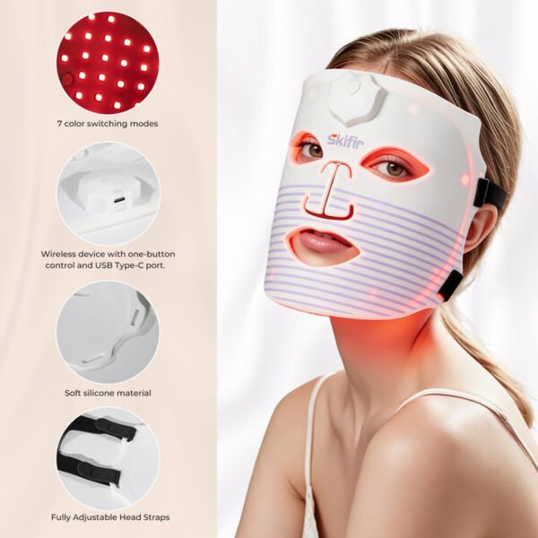 LED Silicone Mask 7 Color Facial Beauty Photon Anti Aging Repair Firming Skin Care