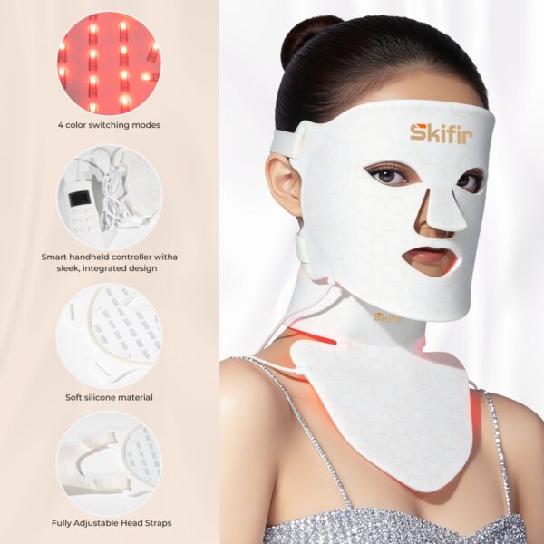 4 Color LED Photo Therapy Mask Red Light for Acne Anti Aging and Wrinkles Face and Neck