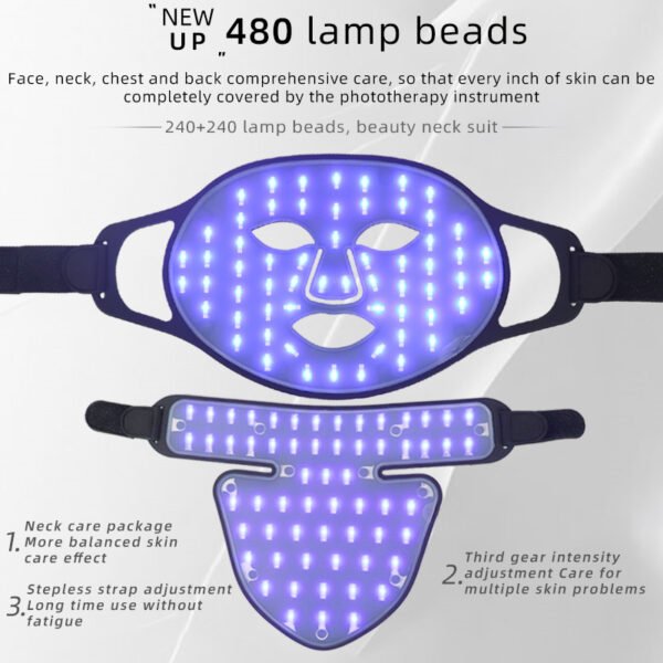 2 Portable Silicone LED Mask 240 LED 460 590 630 850nm Photon Therapy for Face