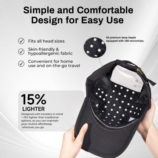 56-LED Hair Growth Cap | Red Blue Light Therapy Type-C Rechargeable