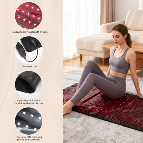 skifir Factory Wholesale Large Size Full Body Spa Salon Use LED Light Yoga Mat Infared Red Light Therapy Blanket
